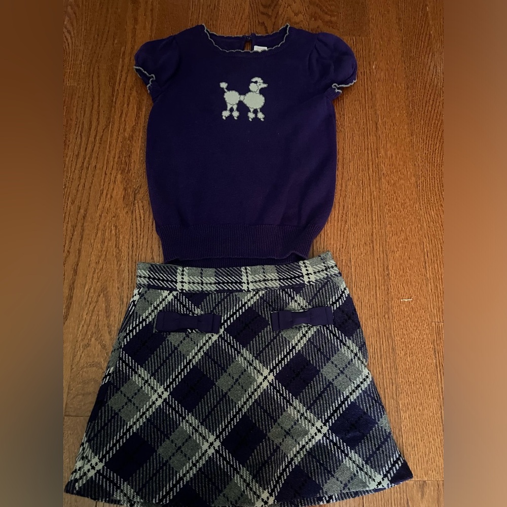 Janie and Jack Poodle Chic size 6 sweater and size 7 skirt